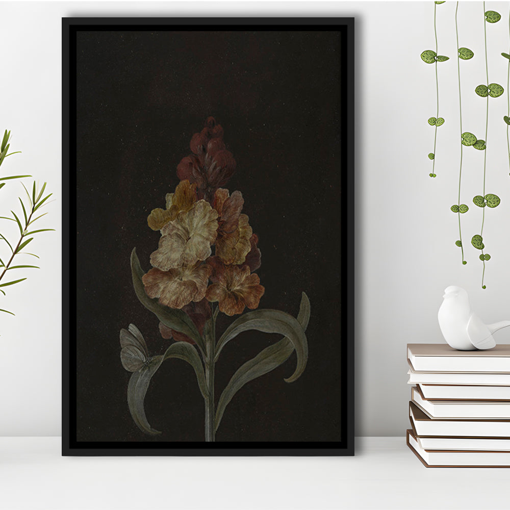 Moody Vintage Dark Academia Flower Print Dark Floral Still Life Oil Painting Antique Instant Framed Canvas Print Wall Art