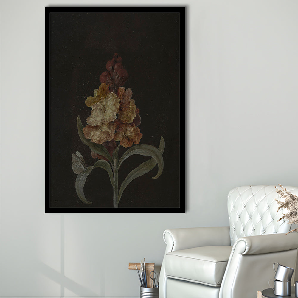 Moody Vintage Dark Academia Flower Print Dark Floral Still Life Oil Painting Antique Instant Framed Art Print Wall Decor