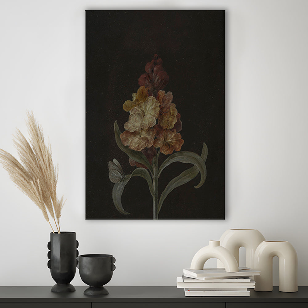 Moody Vintage Dark Academia Flower Print Dark Floral Still Life Oil Painting Antique Instant Canvas Print Wall Art,