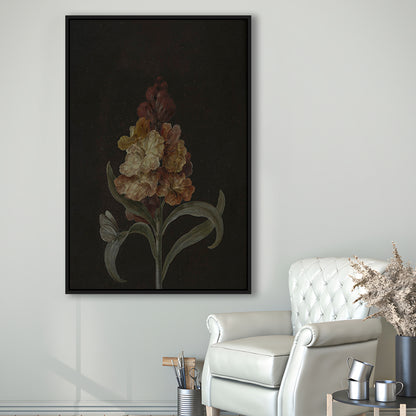 Moody Vintage Dark Academia Flower Print Dark Floral Still Life Oil Painting Antique Instant Framed Canvas Print Wall Art