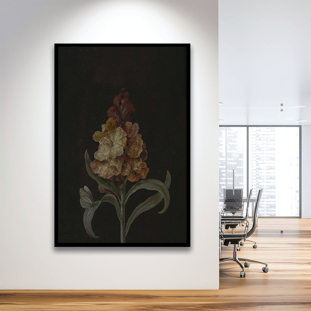 Moody Vintage Dark Academia Flower Print Dark Floral Still Life Oil Painting Antique Instant Framed Art Print Wall Decor