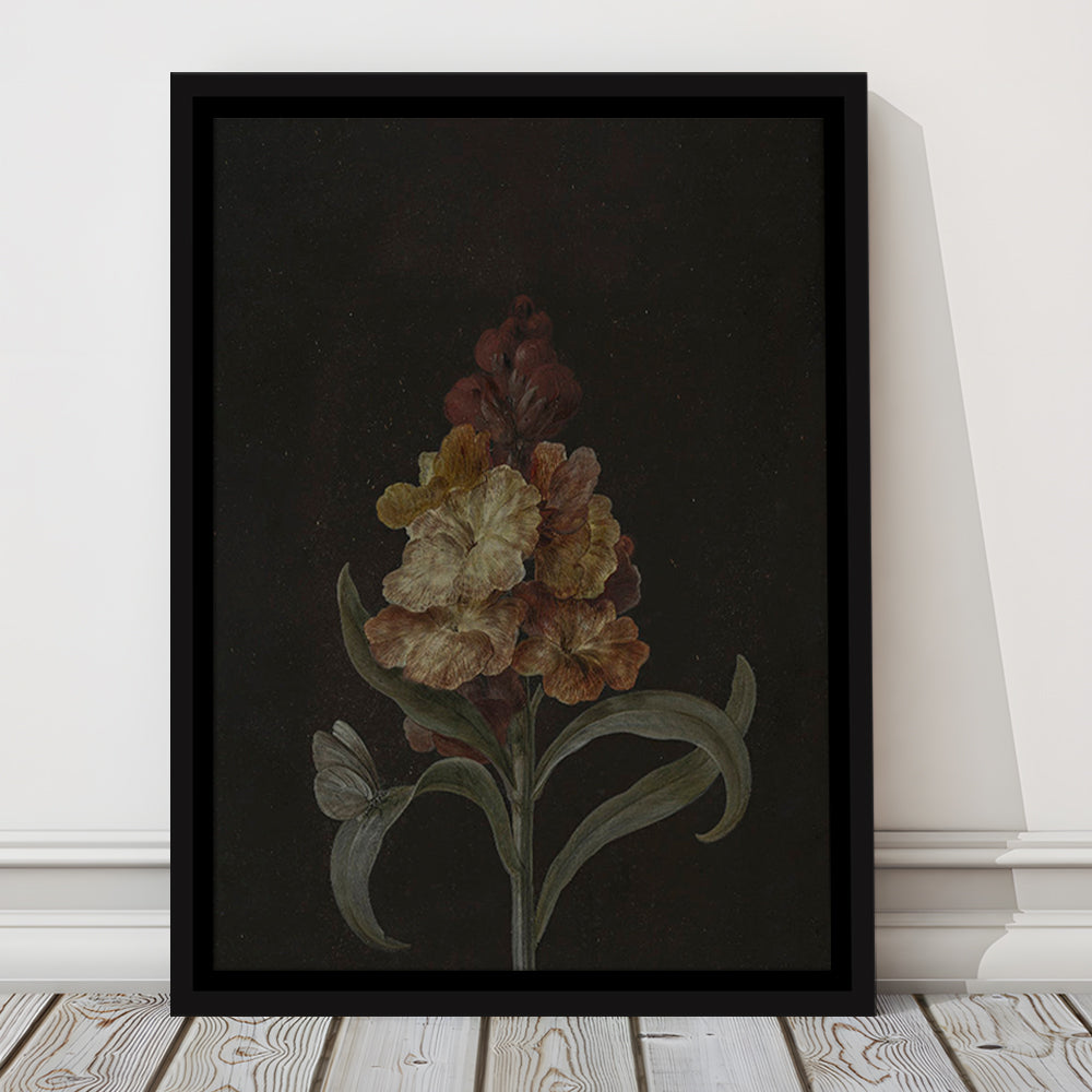 Moody Vintage Dark Academia Flower Print Dark Floral Still Life Oil Painting Antique Instant Framed Canvas Print Wall Art