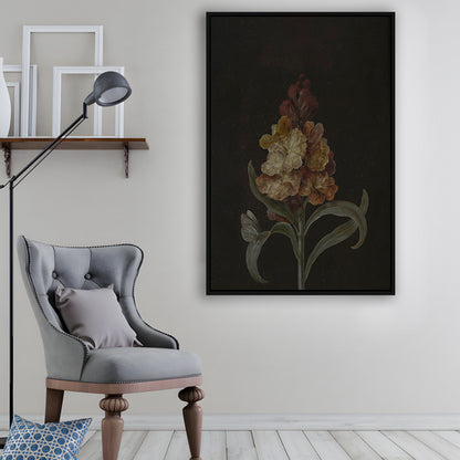 Moody Vintage Dark Academia Flower Print Dark Floral Still Life Oil Painting Antique Instant Framed Canvas Print Wall Art