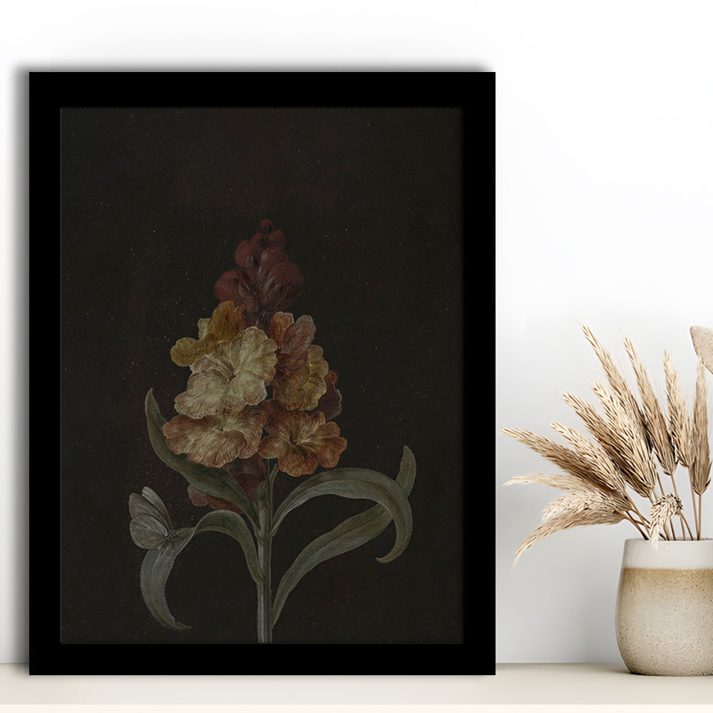 Moody Vintage Dark Academia Flower Print Dark Floral Still Life Oil Painting Antique Instant Framed Art Print Wall Decor