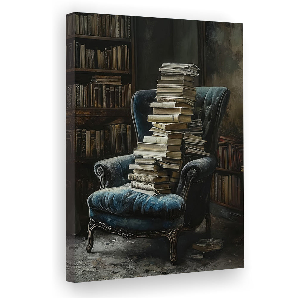 Moody Vintage Library Oil Painting Vintage Antique Print, Canvas Print Wall Art, Wall Decor, Painting Canvas