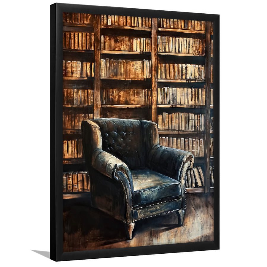Moody Vintage Library Oil Painting Vintage Antique Print Books Art, Framed Art Print Wall Decor, Picture Framed