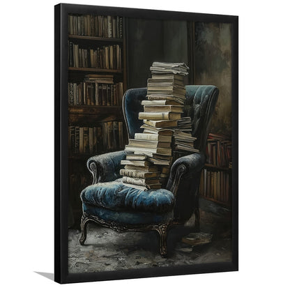 Moody Vintage Library Oil Painting Vintage Antique Print, Framed Art Print Wall Decor, Picture Framed