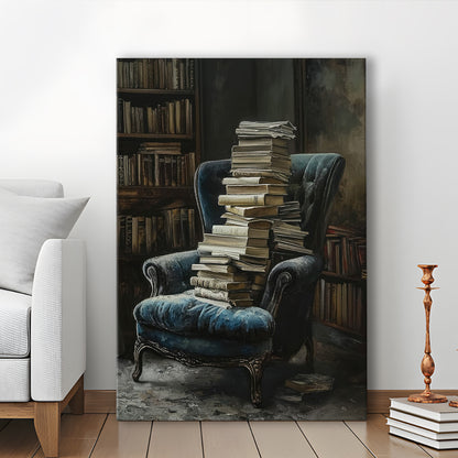 Moody Vintage Library Oil Painting Vintage Antique Print, Canvas Print Wall Art, Wall Decor, Painting Canvas