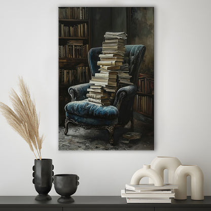 Moody Vintage Library Oil Painting Vintage Antique Print, Canvas Print Wall Art, Wall Decor, Painting Canvas