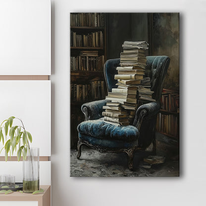 Moody Vintage Library Oil Painting Vintage Antique Print, Canvas Print Wall Art, Wall Decor, Painting Canvas
