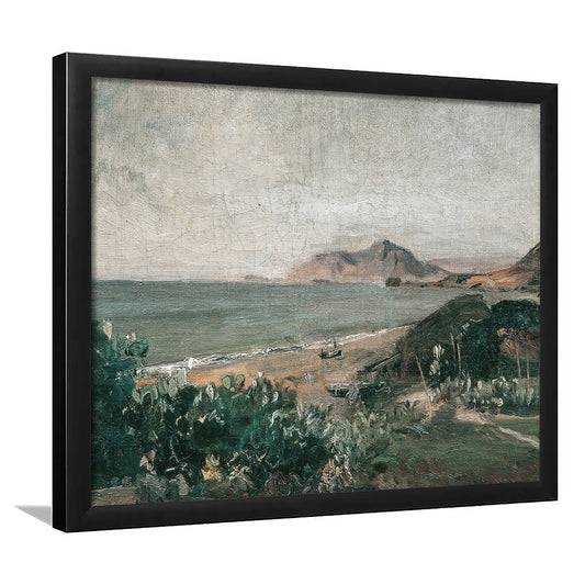 Moody Framed Art Print Wall Decor, Coastal Home Decor Preppy Wall Art Vintage Seascape Oil Painting Gallery Wall Print