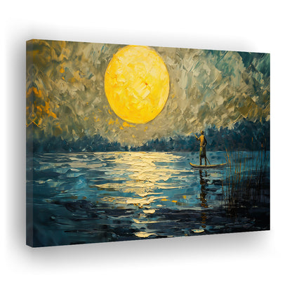 Moon Reflection On The Water V1, Canvas Art Decor Print, Painting Art, Canvas Print Wall Art Home Decor