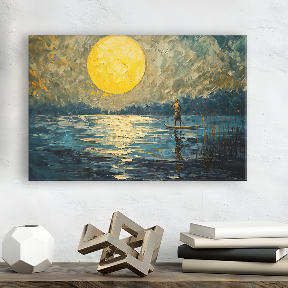 Moon Reflection On The Water V1, Canvas Art Decor Print, Painting Art, Canvas Print Wall Art Home Decor