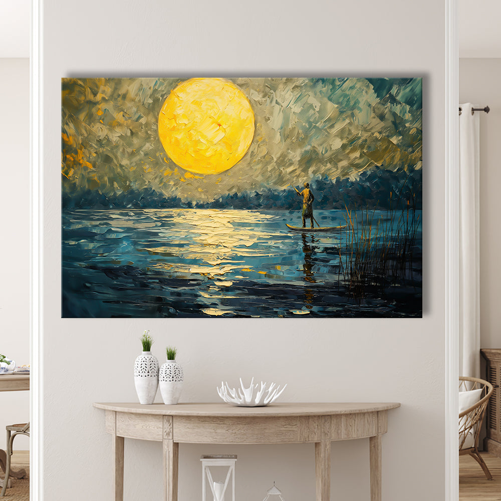 Moon Reflection On The Water V1, Canvas Art Decor Print, Painting Art, Canvas Print Wall Art Home Decor