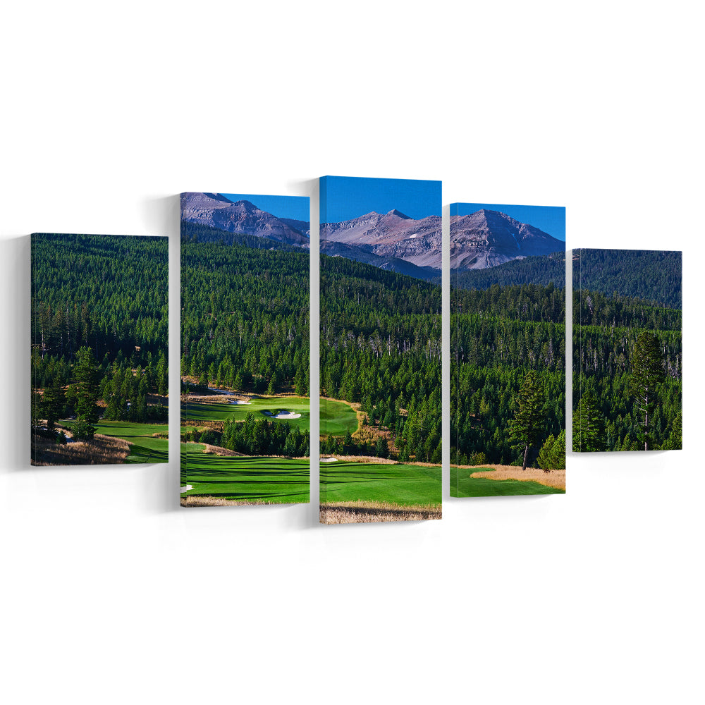 Moonlight Basin Golf Club, The Reserve Course Hole 06, Montana, Golf Art Print, 5 Pieces Mixed Canvas Print Wall Art