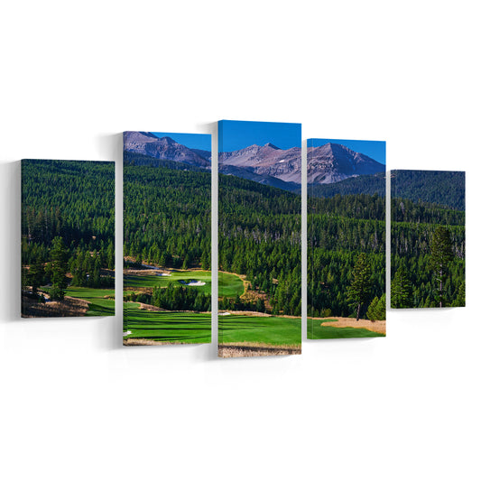Moonlight Basin Golf Club, The Reserve Course Hole 06, Montana, Golf Art Print, 5 Pieces Mixed Canvas Print Wall Art