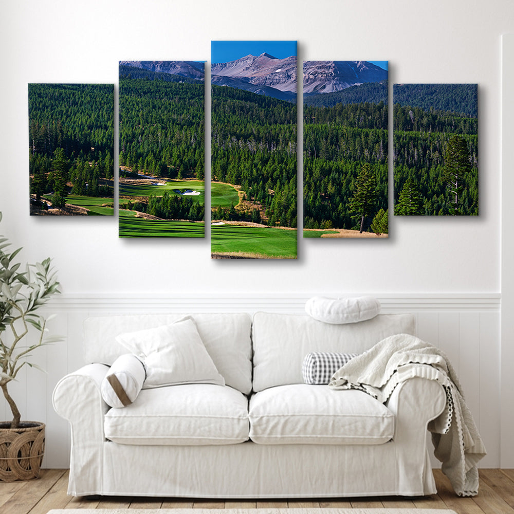 Moonlight Basin Golf Club, The Reserve Course Hole 06, Montana, Golf Art Print, 5 Pieces Mixed Canvas Print Wall Art