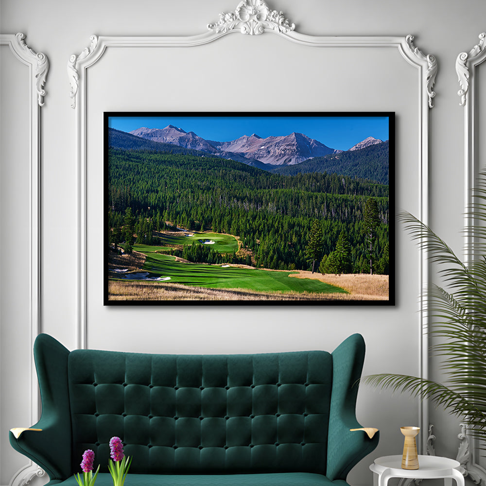Moonlight Basin Golf Club, The Reserve Course Hole 06, Montana, Framed Art Print Wall Decor, Picture Framed