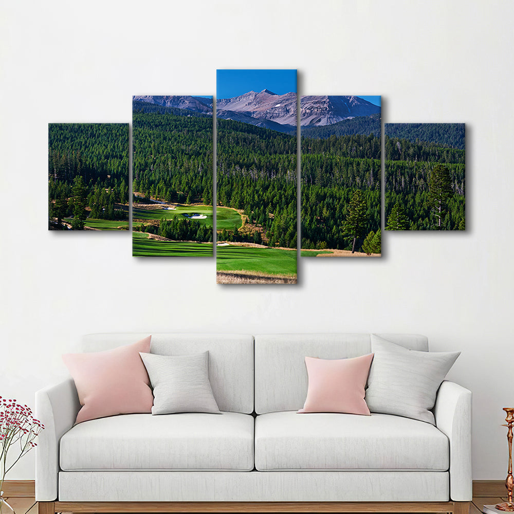 Moonlight Basin Golf Club, The Reserve Course Hole 06, Montana, Golf Art Print, 5 Pieces Mixed Canvas Print Wall Art