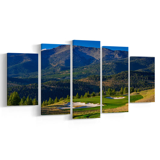 Moonlight Basin Golf Club, The Reserve Course Hole 11, Montana, Golf Art Print, 5 Pieces Mixed Canvas Print Wall Art
