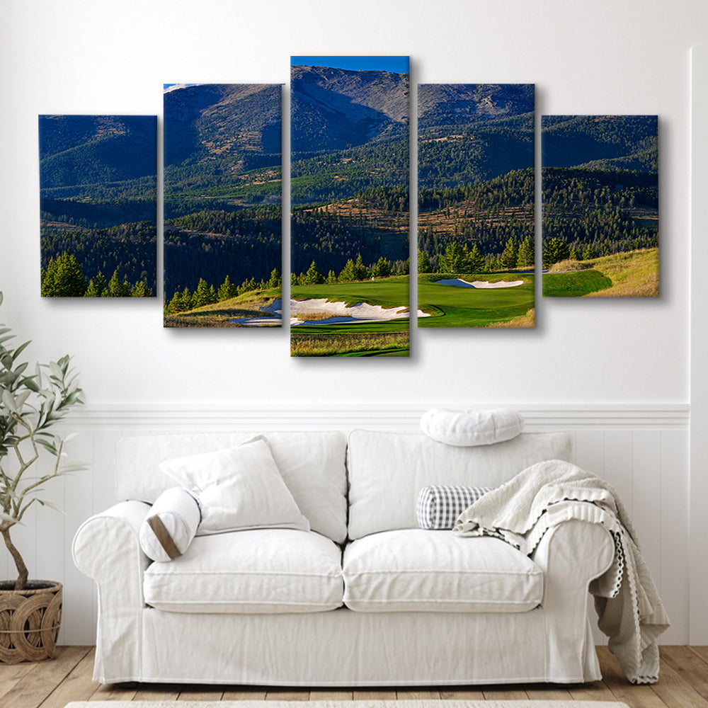 Moonlight Basin Golf Club, The Reserve Course Hole 11, Montana, Golf Art Print, 5 Pieces Mixed Canvas Print Wall Art