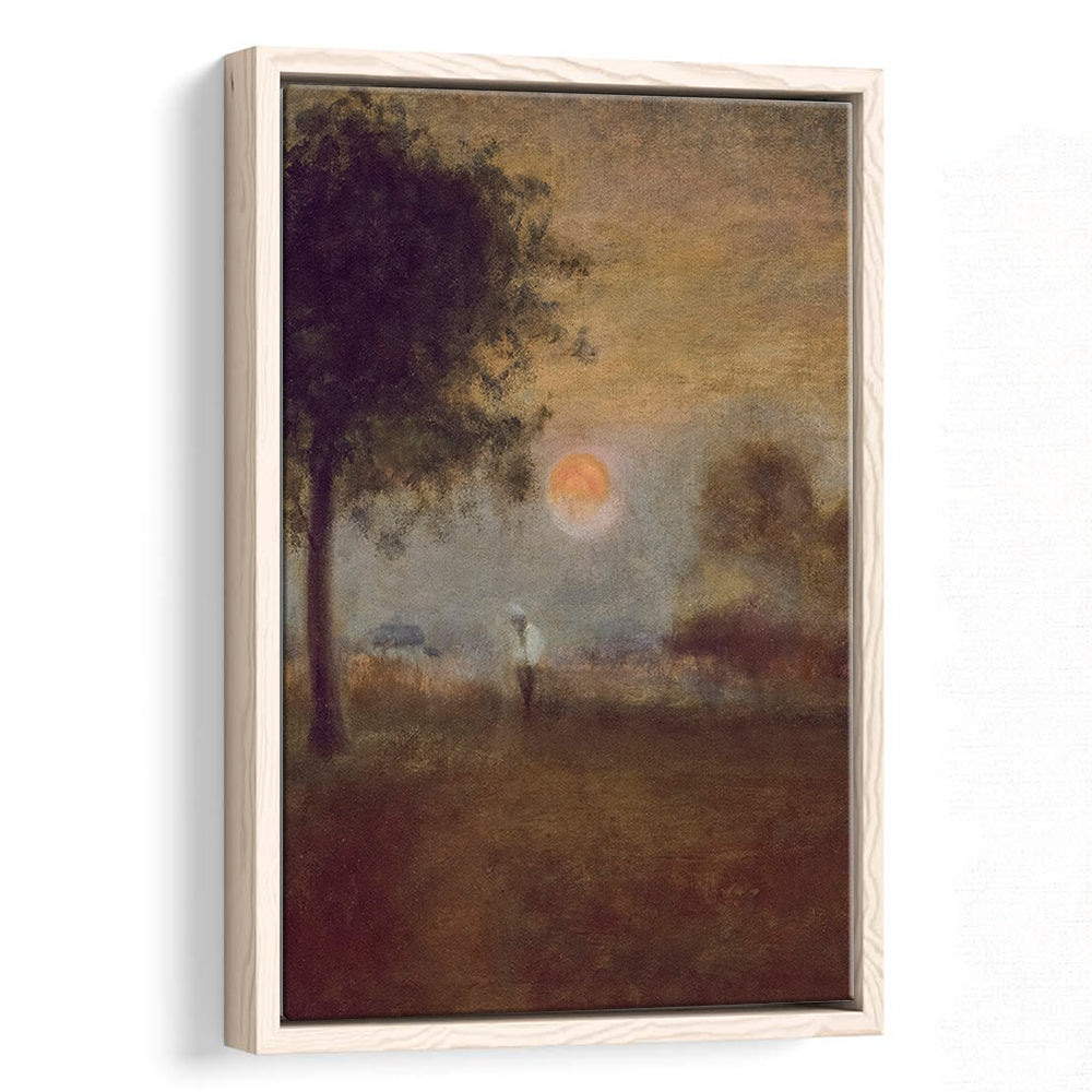 Moonrise Abstract Landscape Oil Painting Warm Tones Abstract Framed Canvas Print Wall Art, Vintage Moody