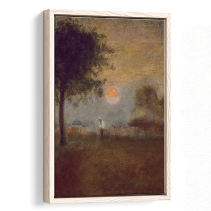 Moonrise Abstract Landscape Oil Painting Warm Tones Abstract Framed Canvas Print Wall Art, Vintage Moody