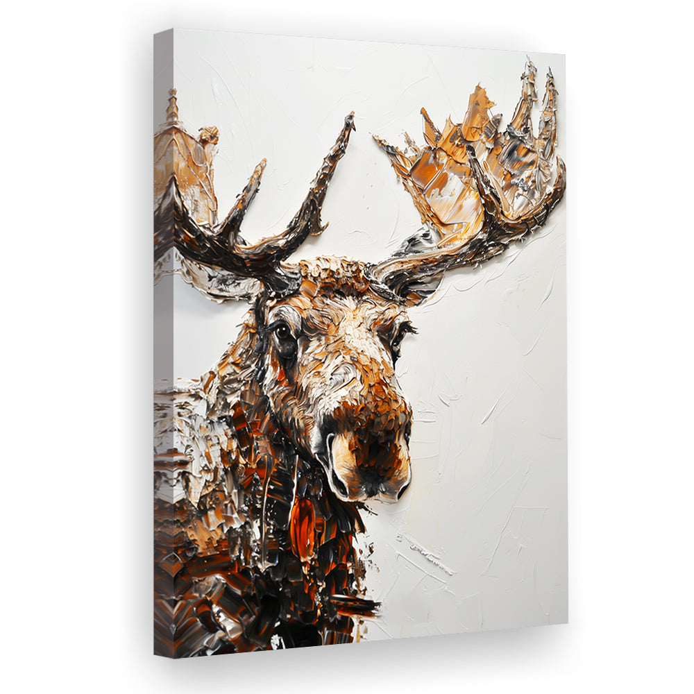 Moose Portrait Painting White Background, Canvas Art Print Decor, Painting Art, Canvas Prints Wall Art