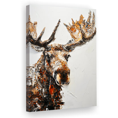 Moose Portrait Painting White Background, Canvas Art Print Decor, Painting Art, Canvas Prints Wall Art
