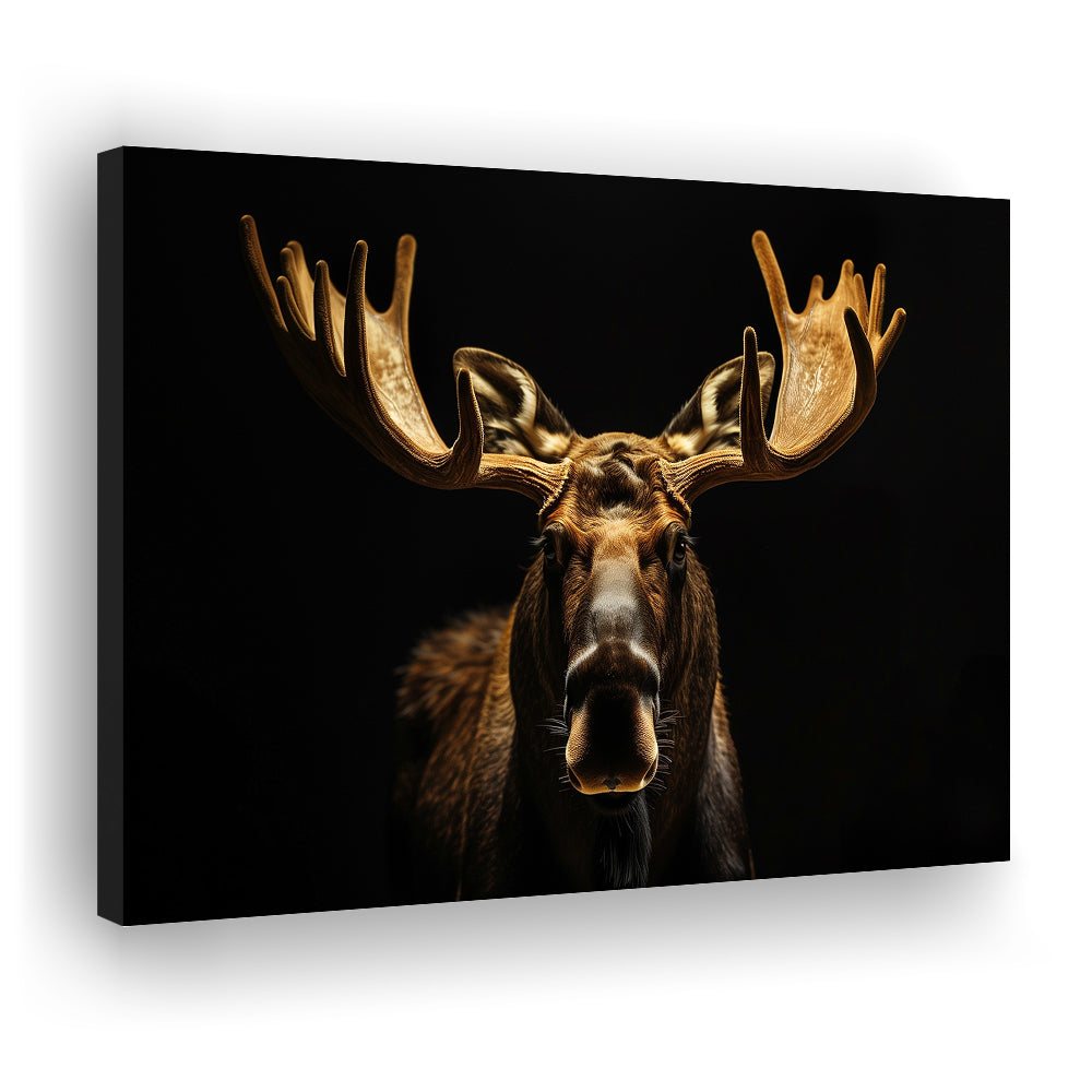 Moose Portrait With Black And Gold, Canvas Art Decor Print, Painting Art, Canvas Print Wall Art Home Decor