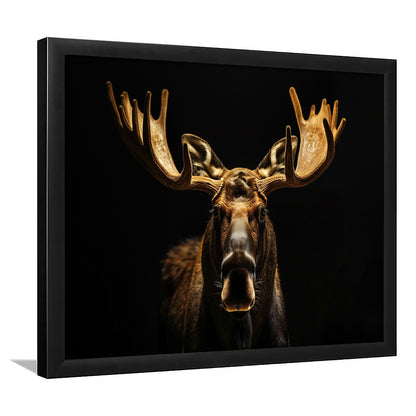 Moose Portrait With Black And Gold, Framed  Print, Painting Art, Framed Art Print Wall Decor, Framed Picture