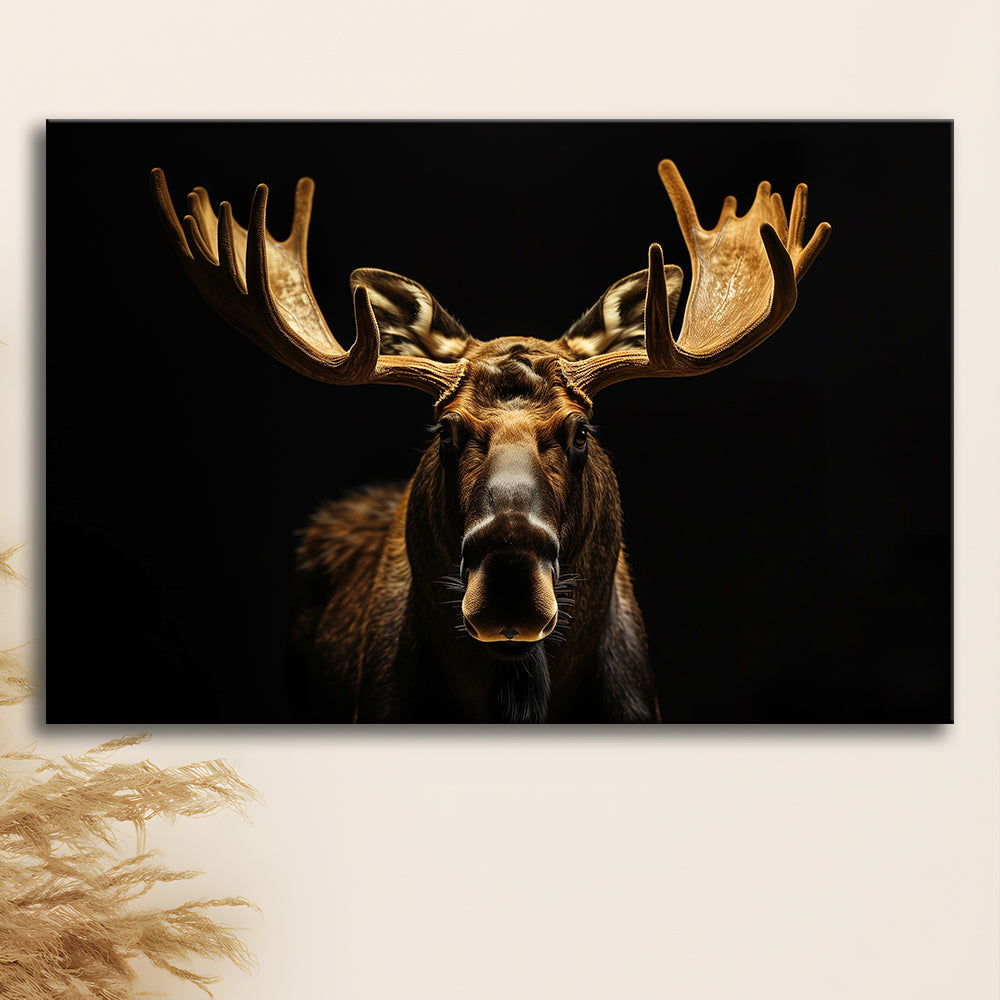 Moose Portrait With Black And Gold, Canvas Art Decor Print, Painting Art, Canvas Print Wall Art Home Decor