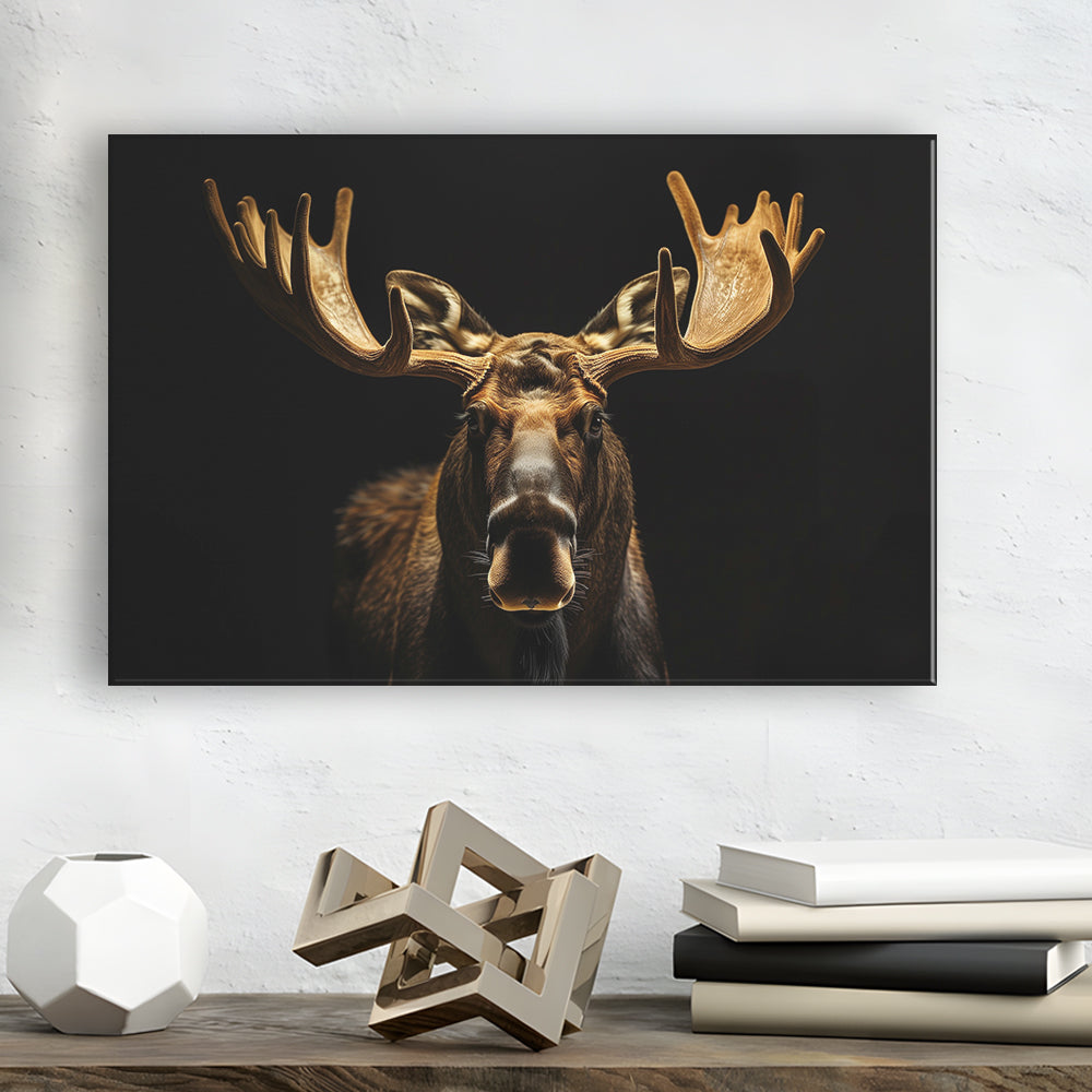 Moose Portrait With Black And Gold, Canvas Art Decor Print, Painting Art, Canvas Print Wall Art Home Decor