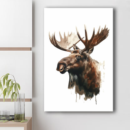 Moose With Anlters Watercolor Painting, Canvas Art Print Decor, Painting Art, Canvas Prints Wall Art