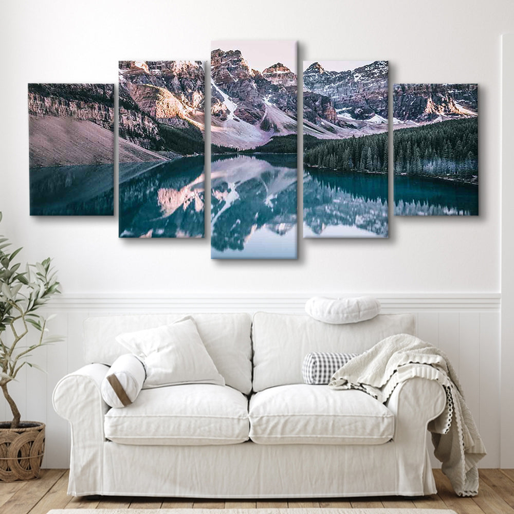 Moraine Lake Canvas Print, Moraine Lake Wall Decor, Banff National Park Poster, 5 Piece Large Cavas Print Wall Art