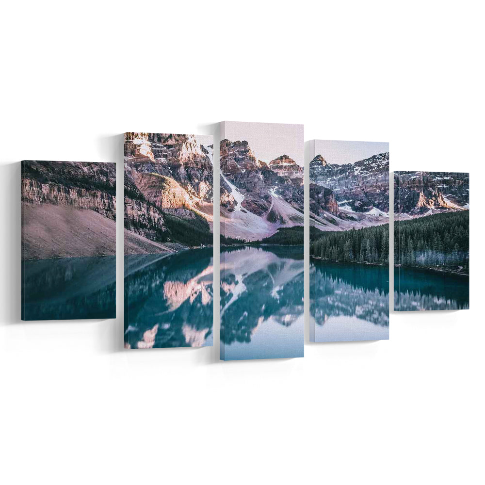 Moraine Lake Canvas Print, Moraine Lake Wall Decor, Banff National Park Poster, 5 Piece Large Cavas Print Wall Art