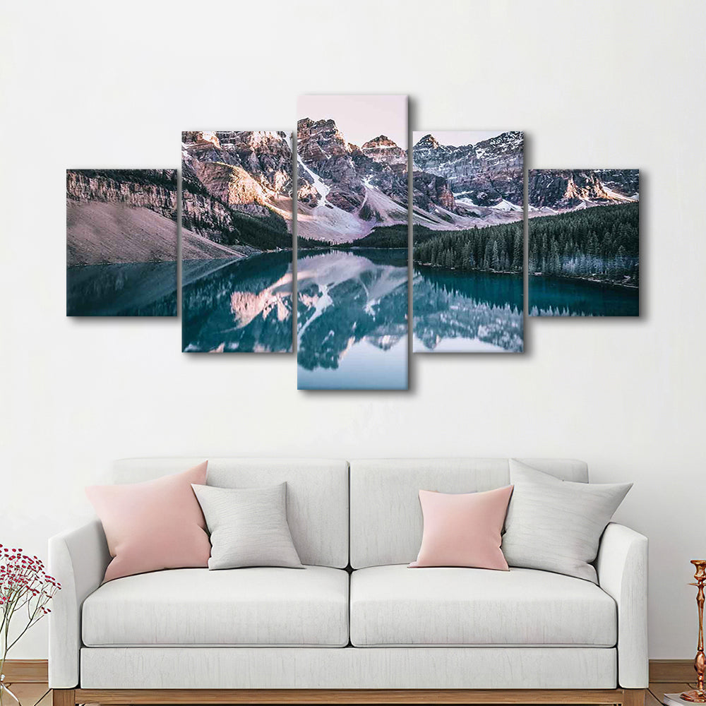 Moraine Lake Canvas Print, Moraine Lake Wall Decor, Banff National Park Poster, 5 Piece Large Cavas Print Wall Art