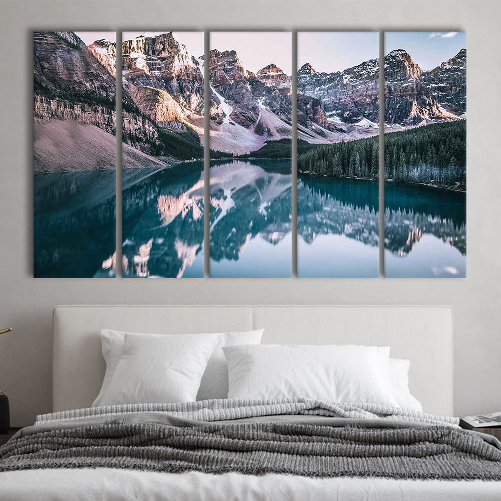 Moraine Lake Canvas Print, Moraine Lake Wall Decor, Banff National Park, 5 Piece B Extra Large Cavas Print Wall Art Decor