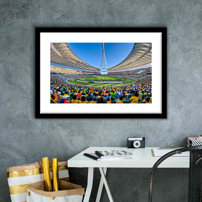 Moses Mabhida Stadium, Stadium Canvas, Sport Art, Fan Gifts, White Border Framed Art Print Wall Decor