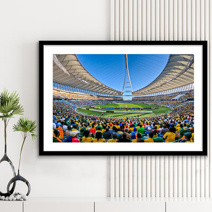 Moses Mabhida Stadium, Stadium Canvas, Sport Art, Fan Gifts, White Border Framed Art Print Wall Decor