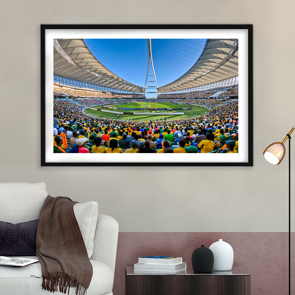 Moses Mabhida Stadium, Stadium Canvas, Sport Art, Fan Gifts, White Border Framed Art Print Wall Decor