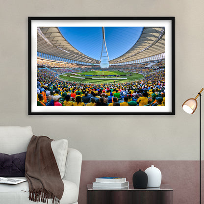 Moses Mabhida Stadium, Stadium Canvas, Sport Art, Fan Gifts, White Border Framed Art Print Wall Decor