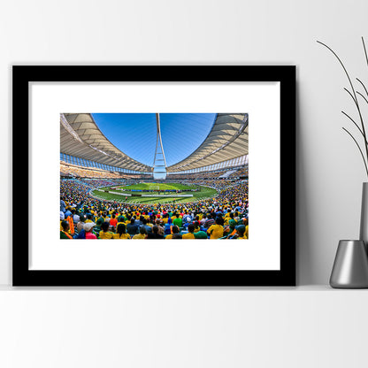 Moses Mabhida Stadium, Stadium Canvas, Sport Art, Fan Gifts, White Border Framed Art Print Wall Decor