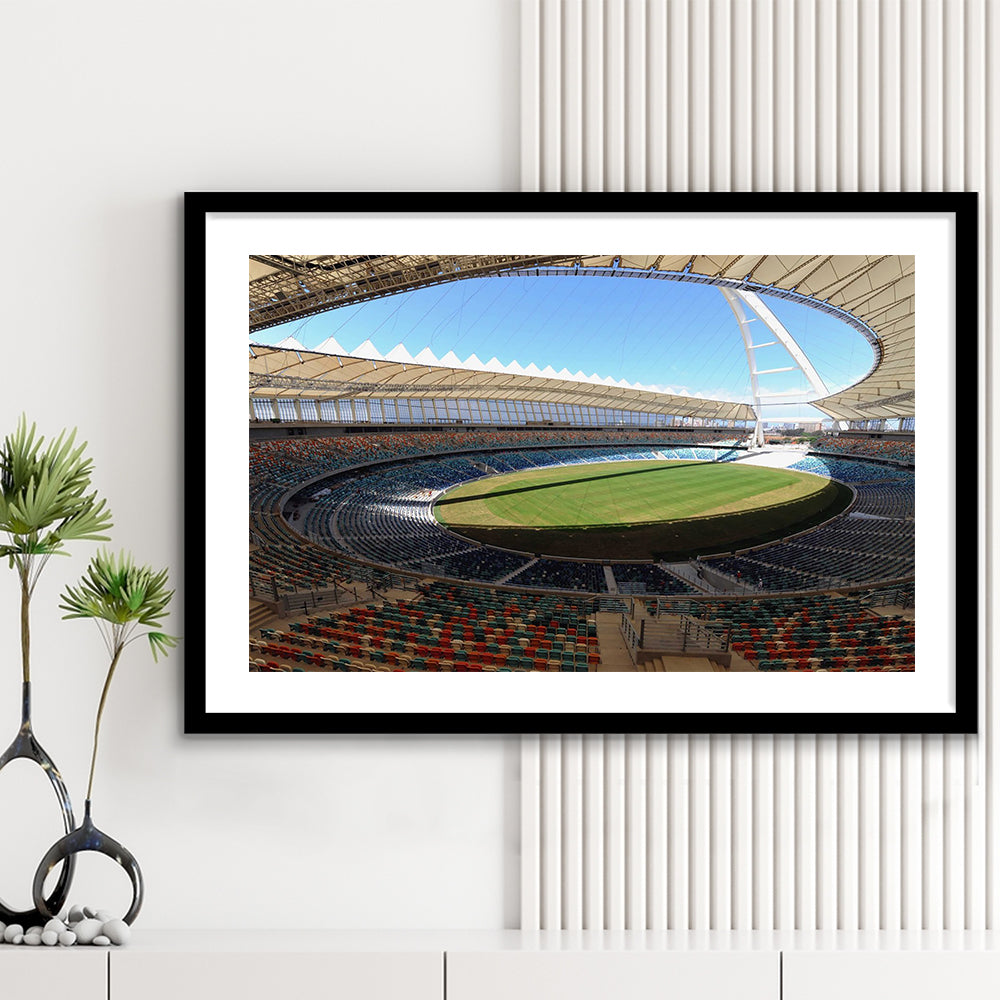 Moses Mabhida Stadium, Stadium Canvas, Sport Art, Gift for him, White Border Framed Art Print Wall Decor