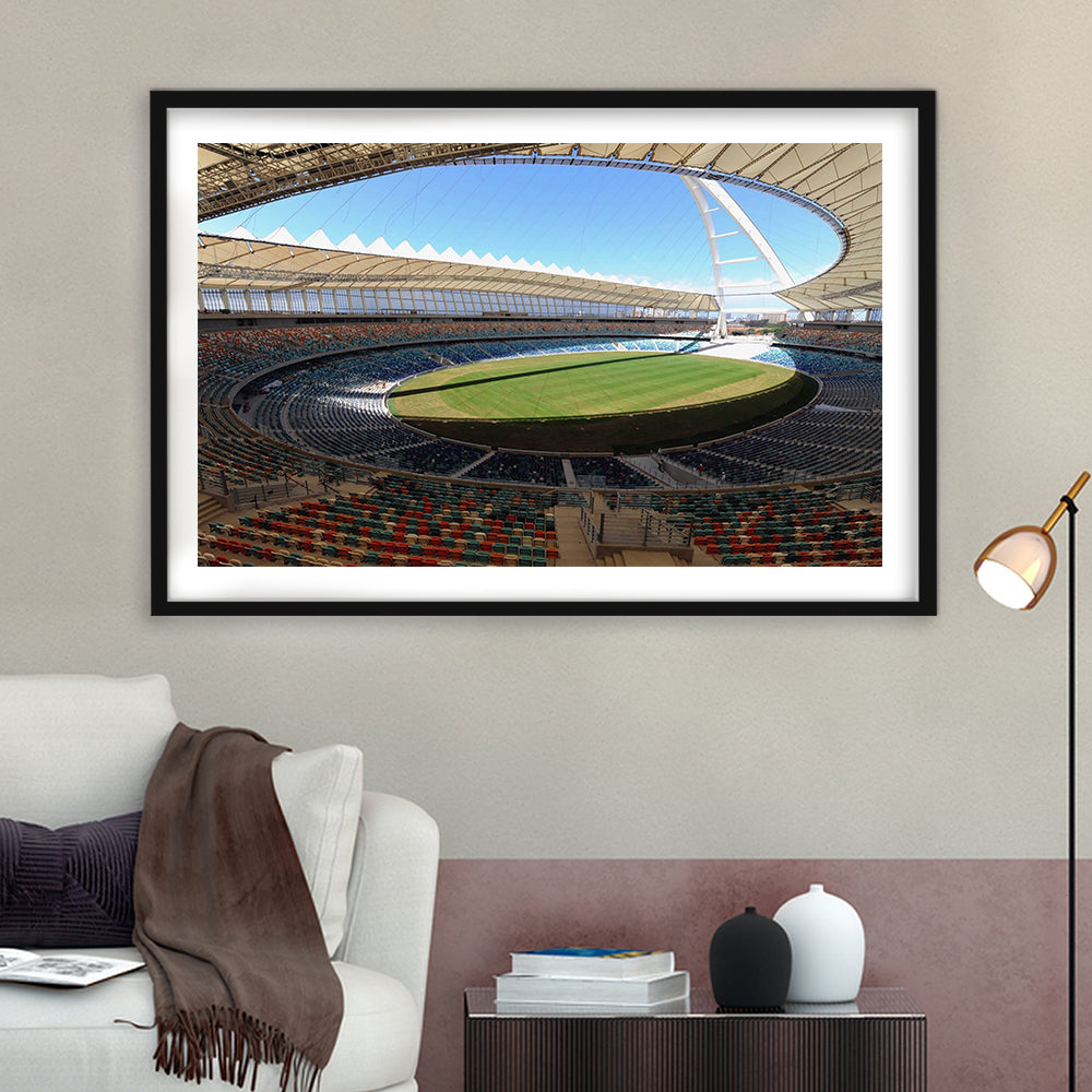 Moses Mabhida Stadium, Stadium Canvas, Sport Art, Gift for him, White Border Framed Art Print Wall Decor