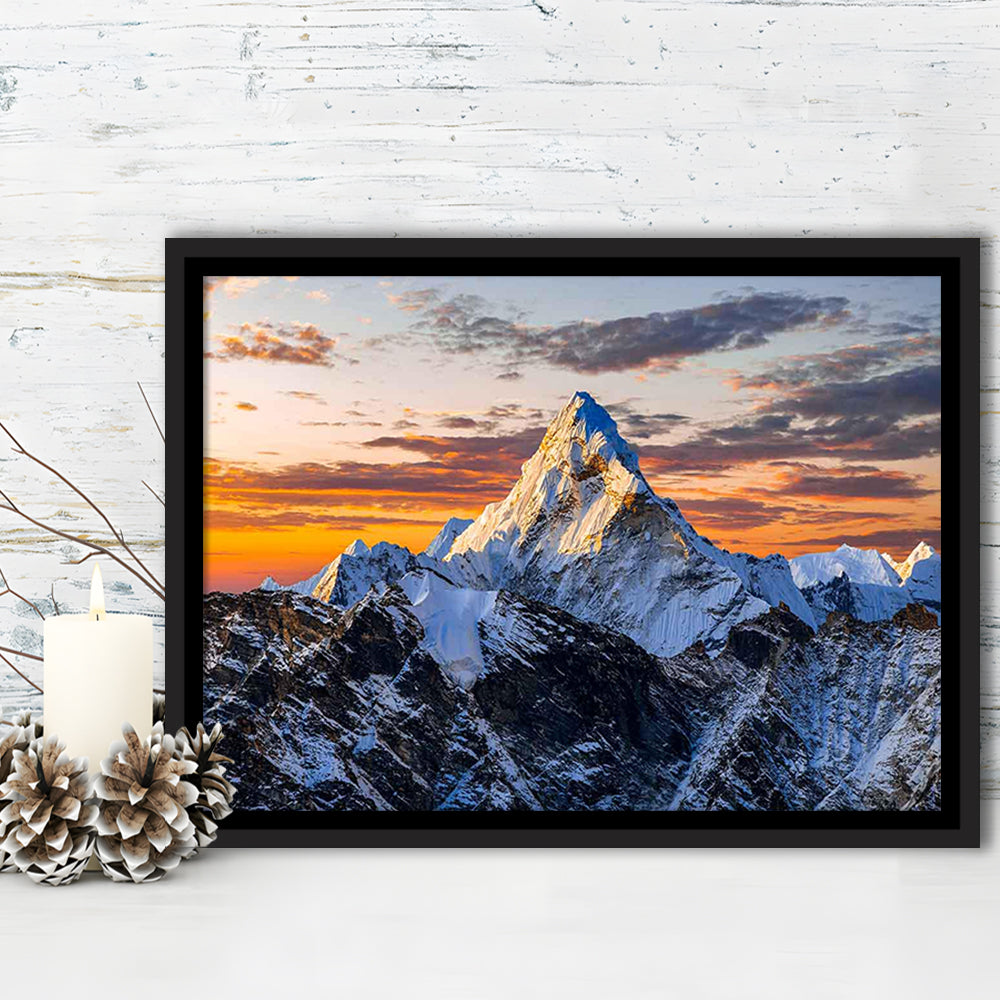 Mount Everest Wall Art,Stunning Mountain Canvas Print For Adventurous Wall Decor, Framed Cavas Print, Floating Frame