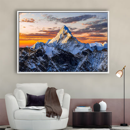 Mount Everest Wall Art,Stunning Mountain Canvas Print For Adventurous Wall Decor, Framed Cavas Print, Floating Frame