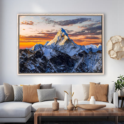 Mount Everest Wall Art,Stunning Mountain Canvas Print For Adventurous Wall Decor, Framed Cavas Print, Floating Frame