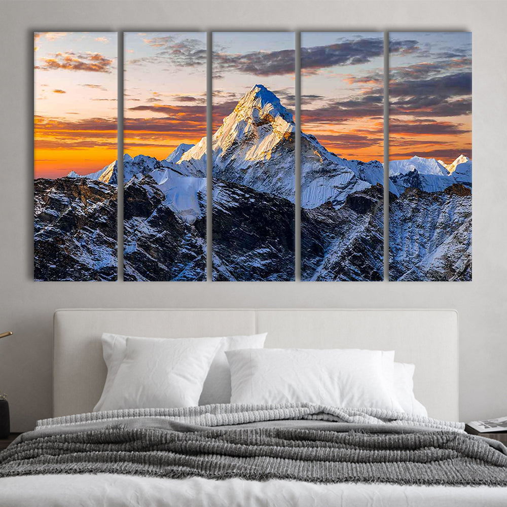 Mount Everest Wall Art,Stunning Mountain Canvas Print for Adventurous, 5 Piece B Extra Large Cavas Print Wall Art Decor