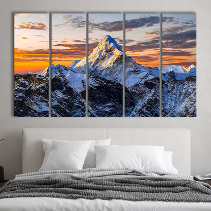 Mount Everest Wall Art,Stunning Mountain Canvas Print for Adventurous, 5 Piece B Extra Large Cavas Print Wall Art Decor